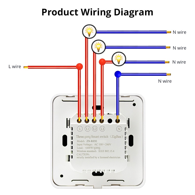  Zigbee 3 Gang Light Switch 