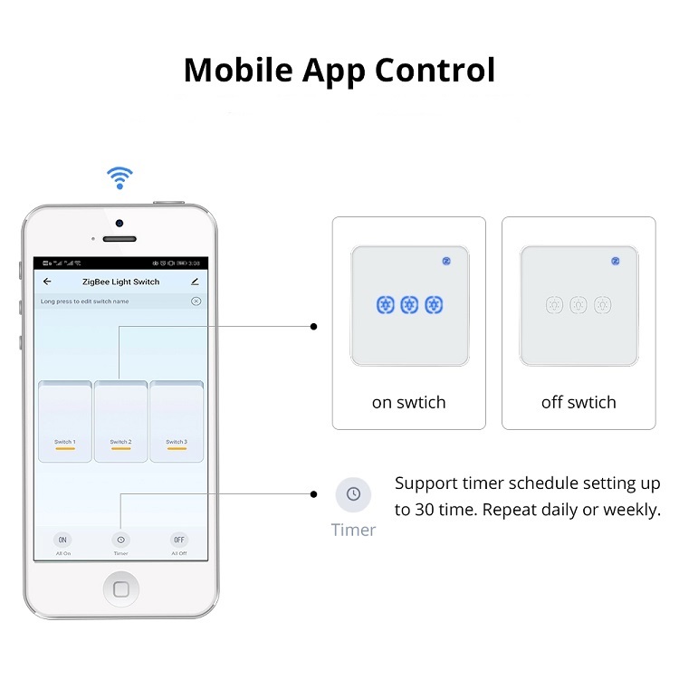  Zigbee 3 Gang Light Switch 