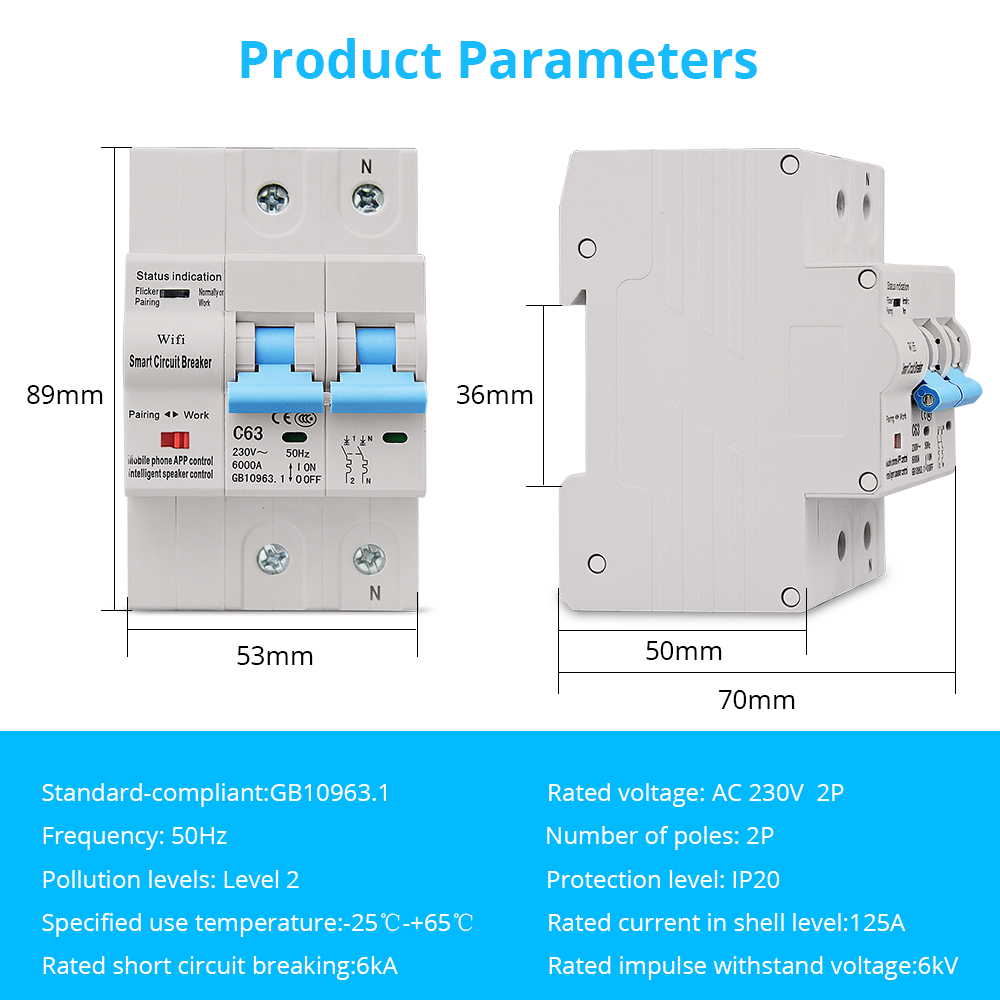 Smart  Air Circuit Breaker Intelligent 2P